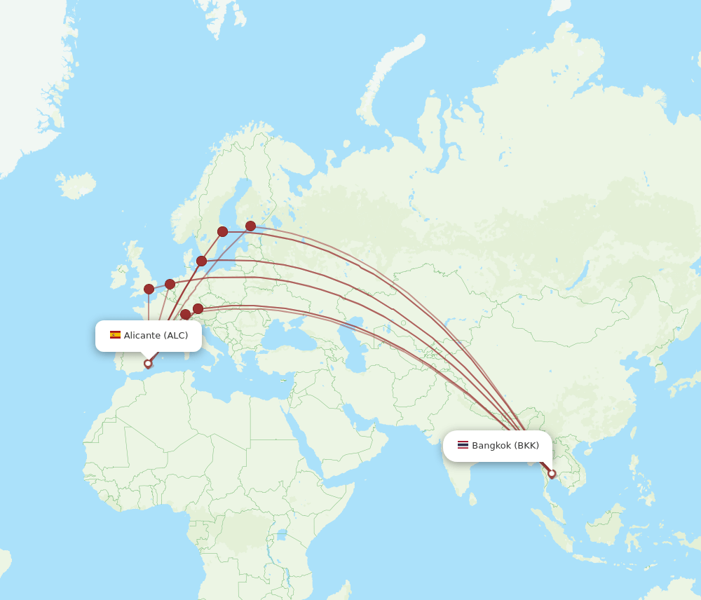 BKK-ALC flight routes