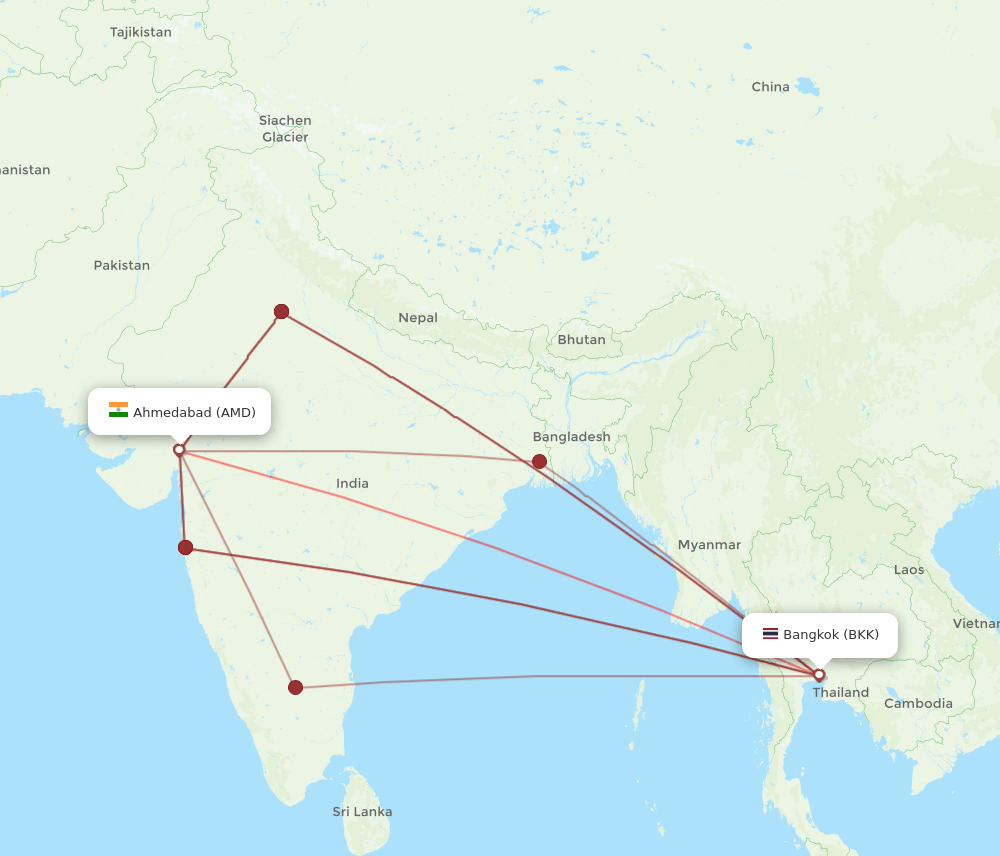 BKK-AMD flight routes