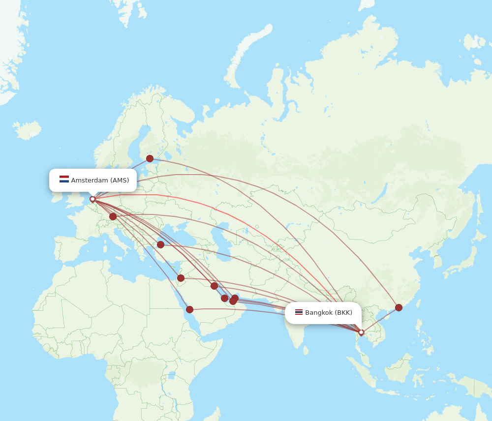 BKK-AMS flight routes