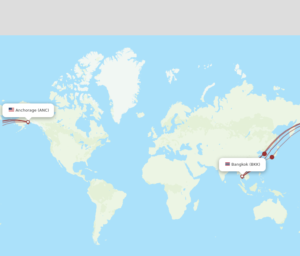 Bangkok - Anchorage route map and flight paths
