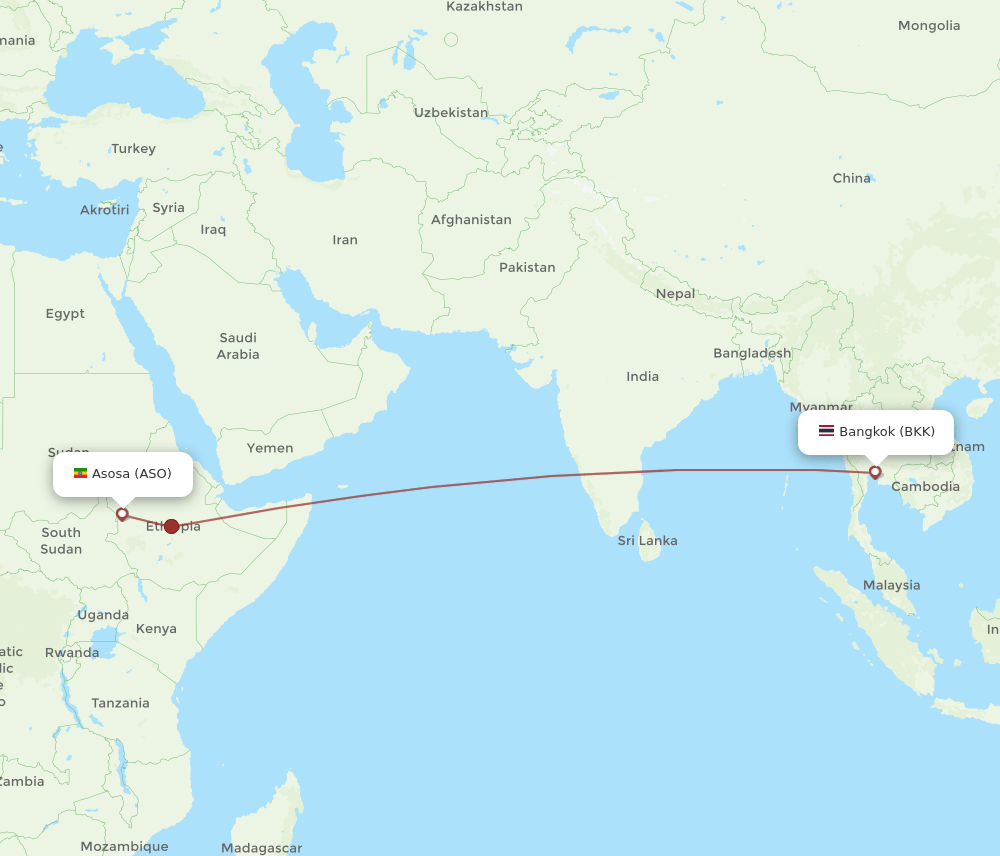 BKK-ASO flight routes