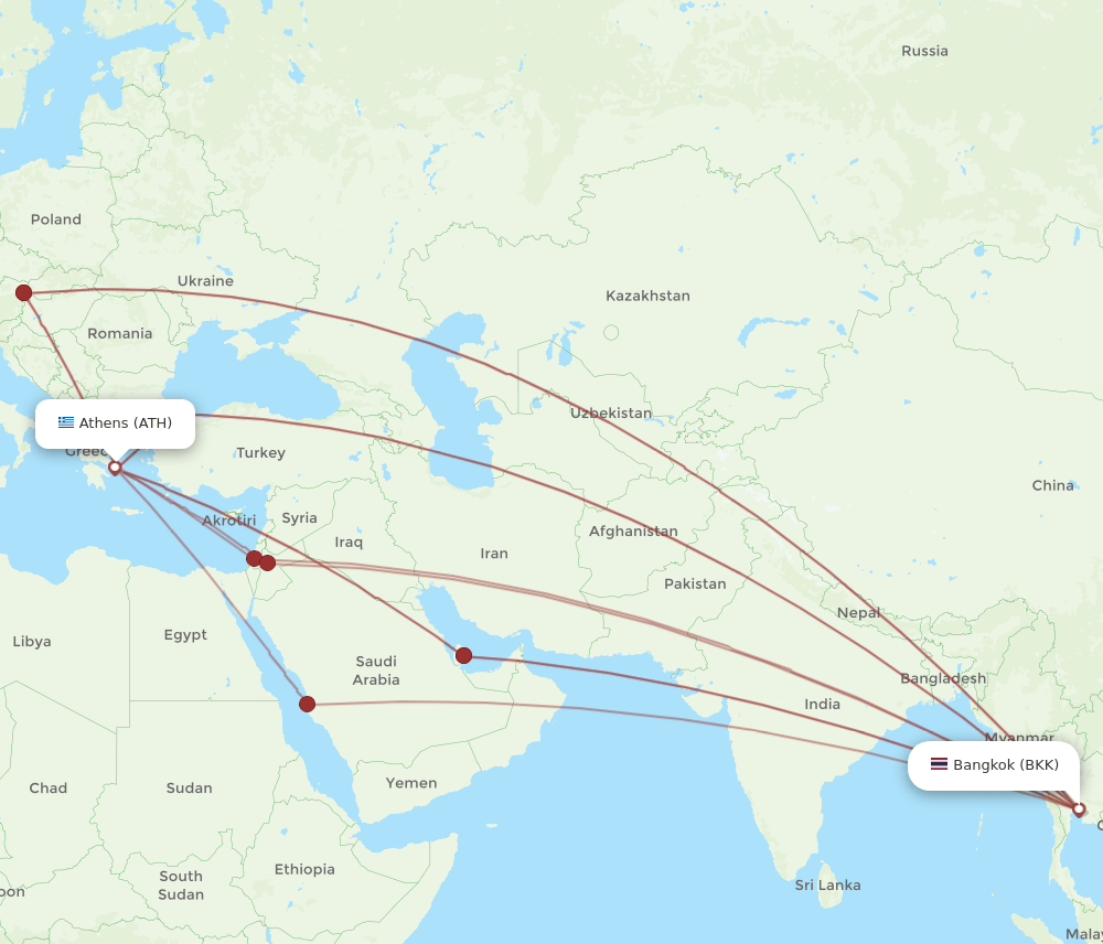 BKK-ATH flight routes