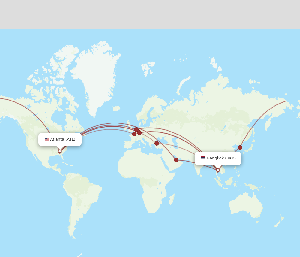 BKK to ATL flights and routes map