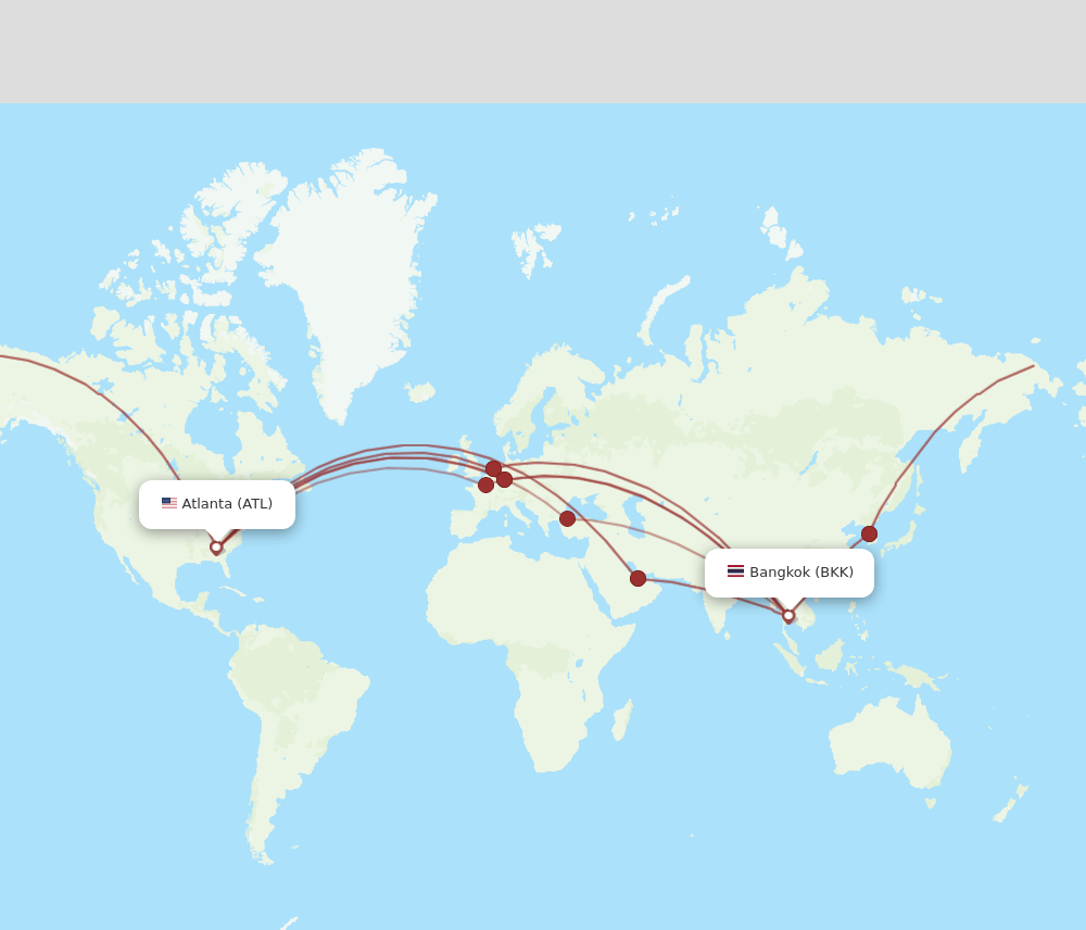 BKK-ATL flight routes