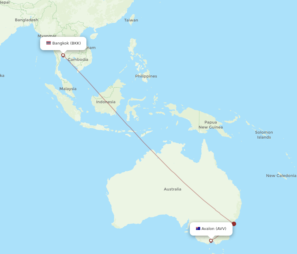BKK-AVV flight routes