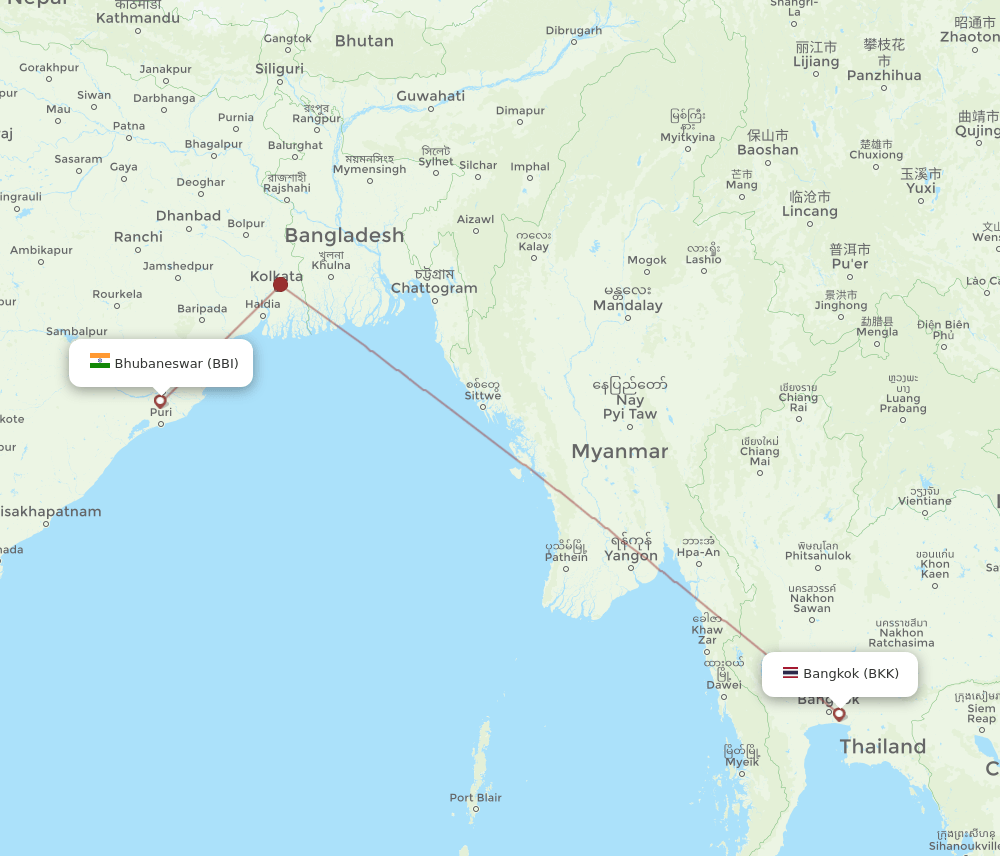 BKK-BBI flight routes