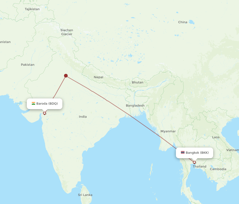 BKK-BDQ flight routes