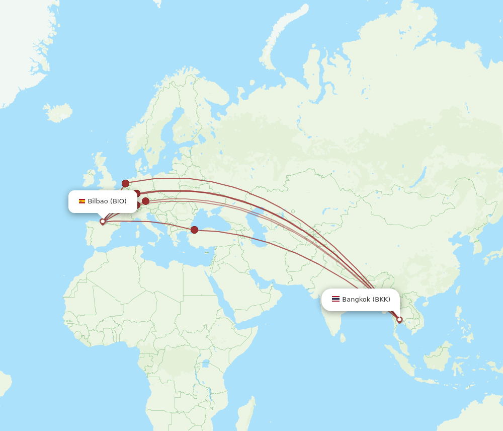 BKK to BIO flights and routes map