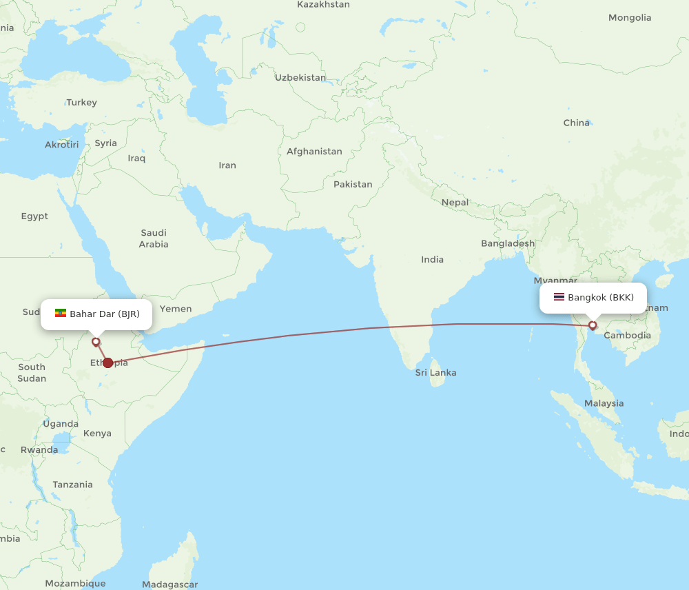 BKK-BJR flight routes