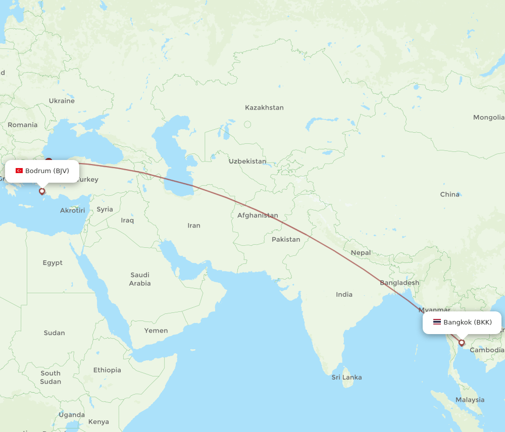 BKK-BJV flight routes