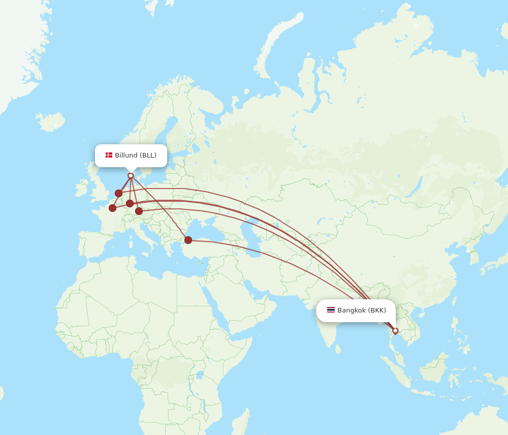 BKK-BLL flight routes