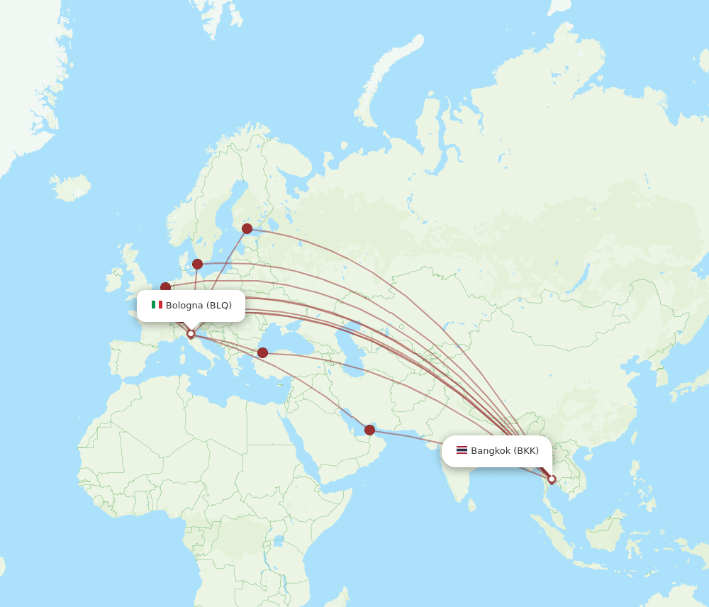 BKK to BLQ flights and routes map