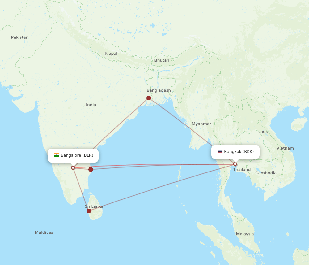 BKK-BLR flight routes