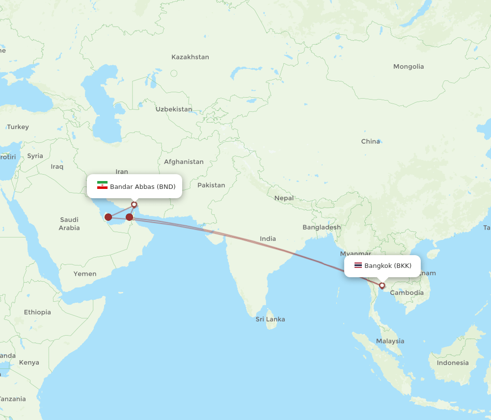BKK-BND flight routes