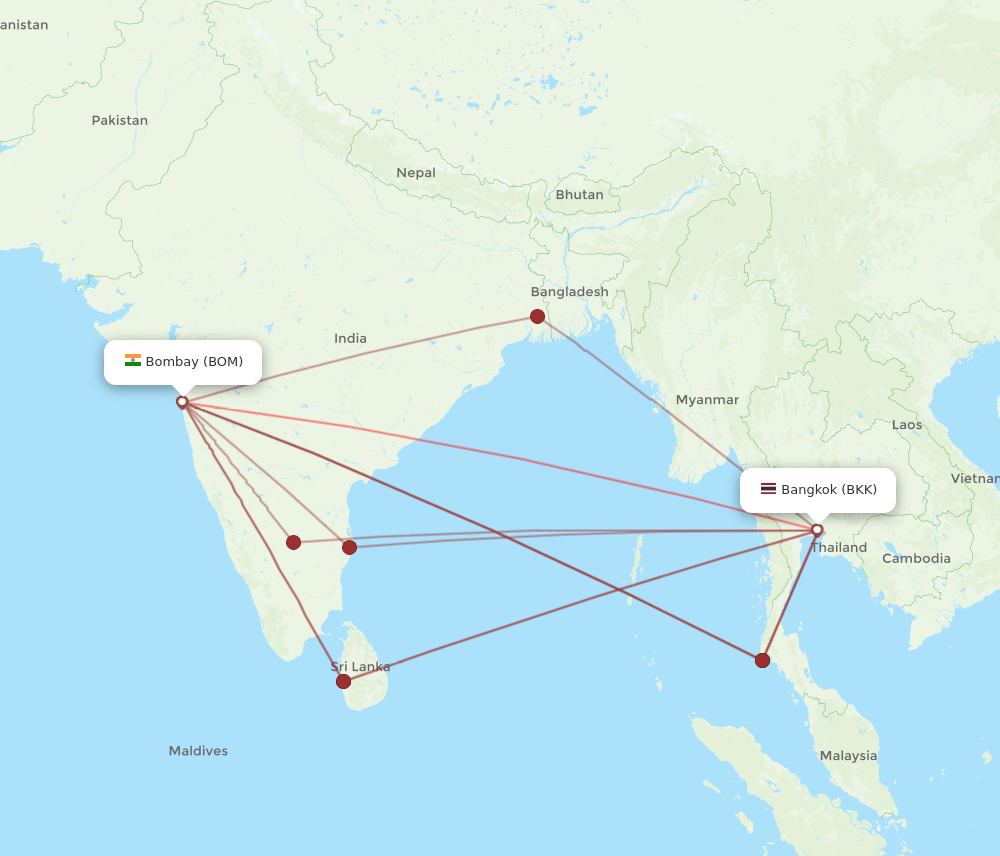 BKK-BOM flight routes