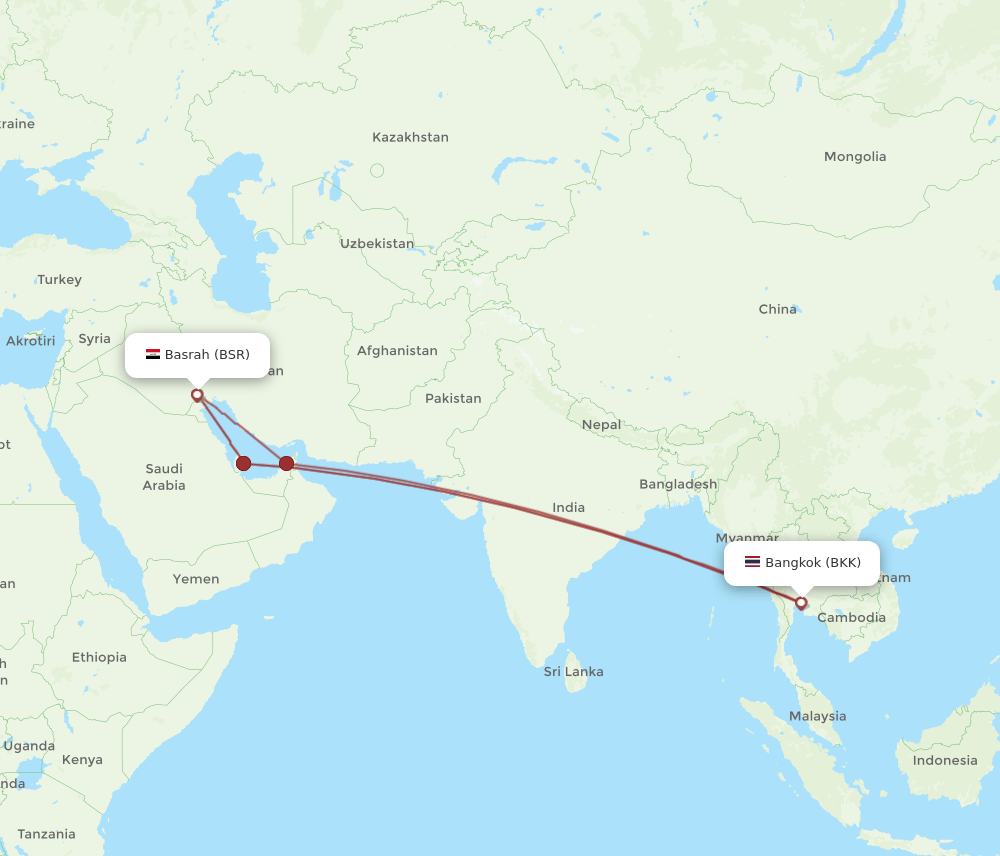 BKK-BSR flight routes