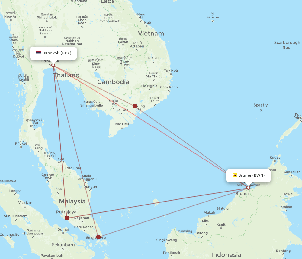 BKK-BWN flight routes