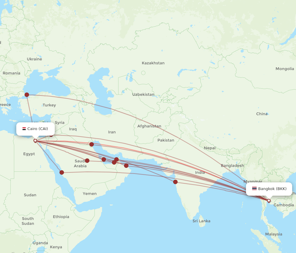 BKK to CAI flights and routes map