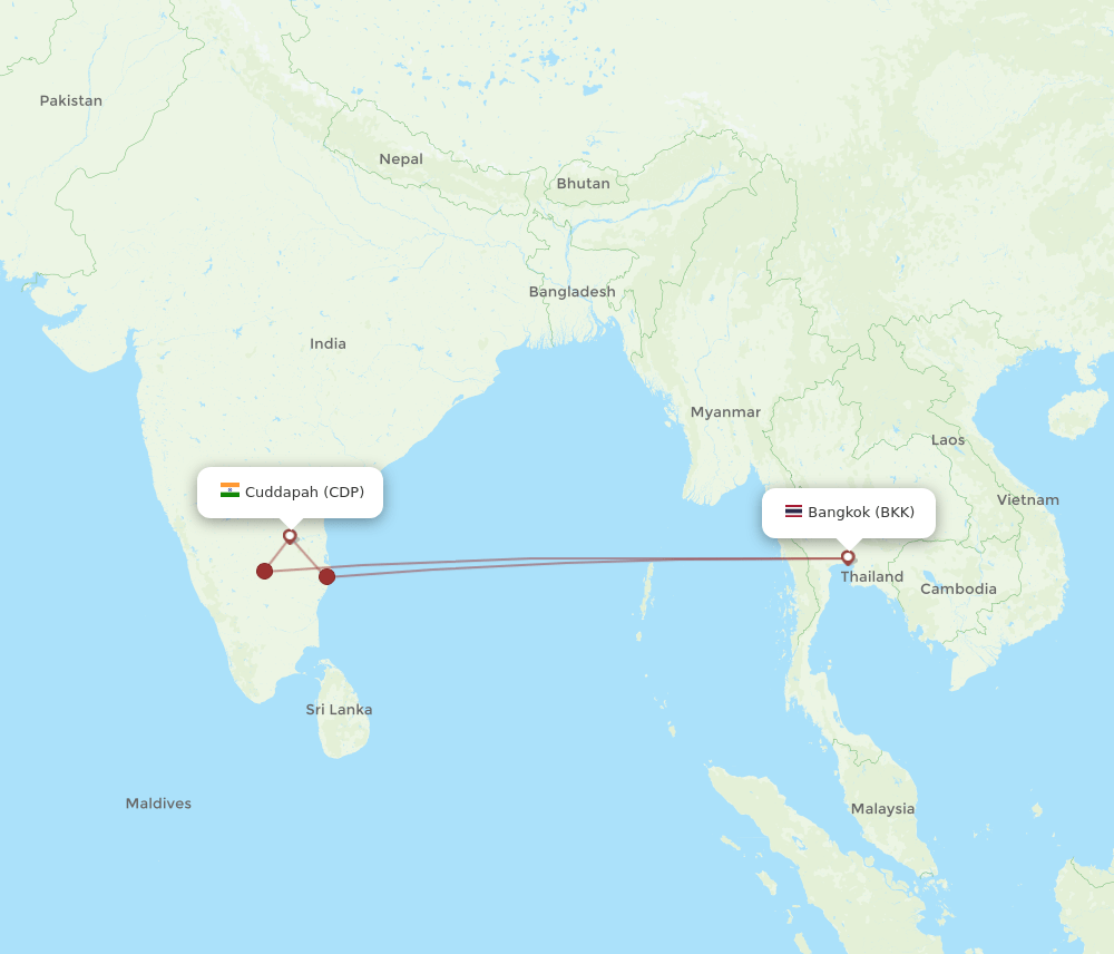 BKK to CDP flights and routes map
