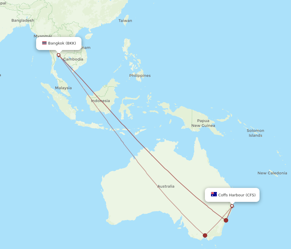 BKK-CFS flight routes