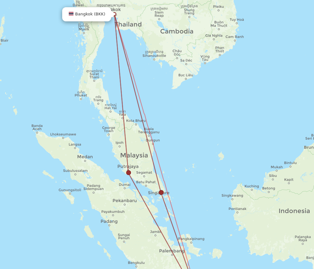 BKK to CGK flights and routes map