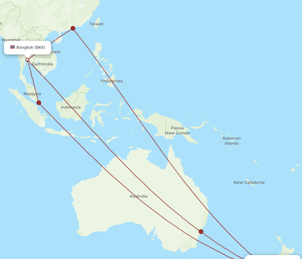 BKK-CHC flight routes