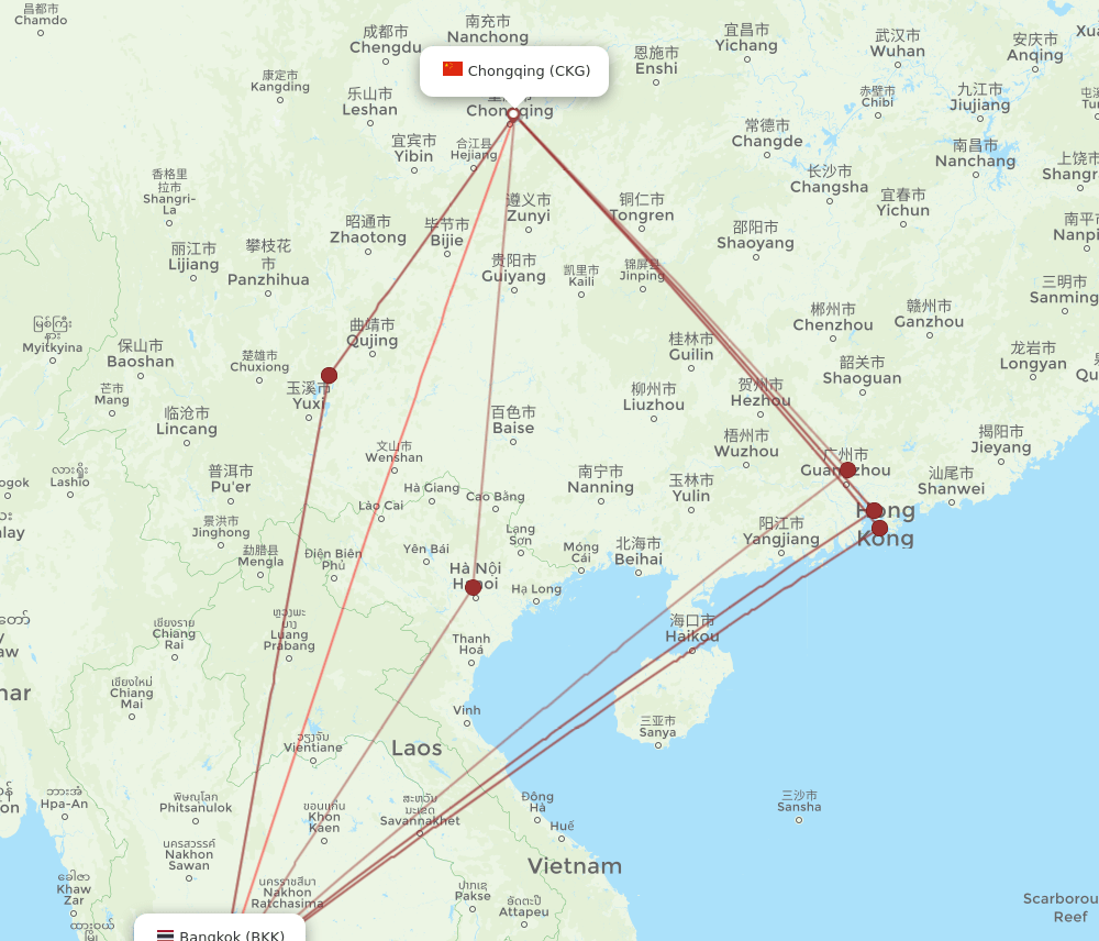 BKK-CKG flight routes