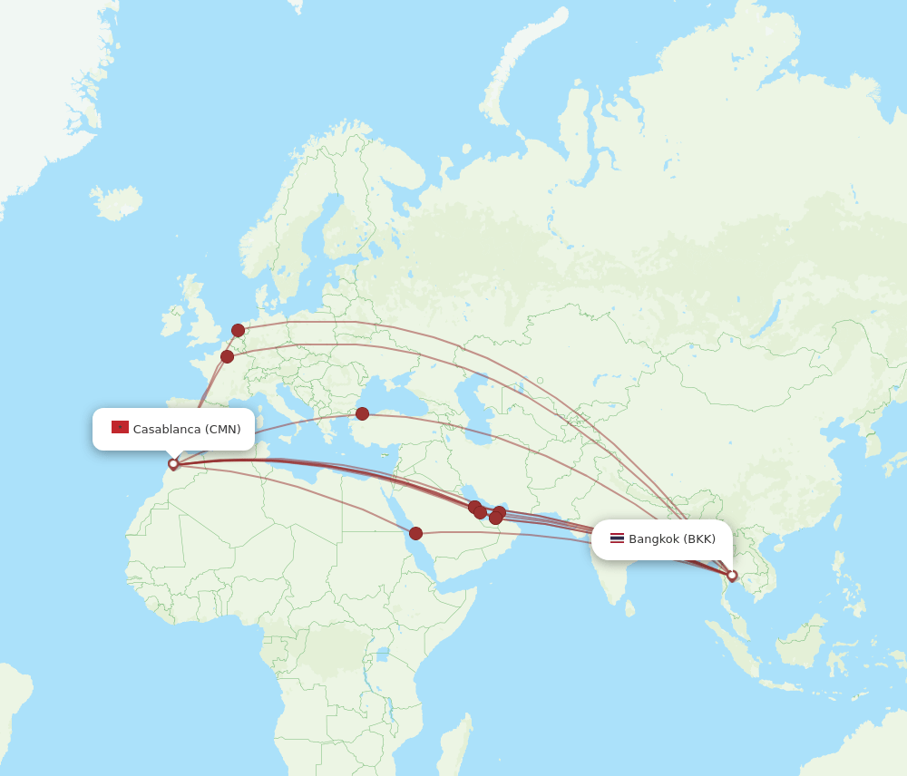 BKK-CMN flight routes