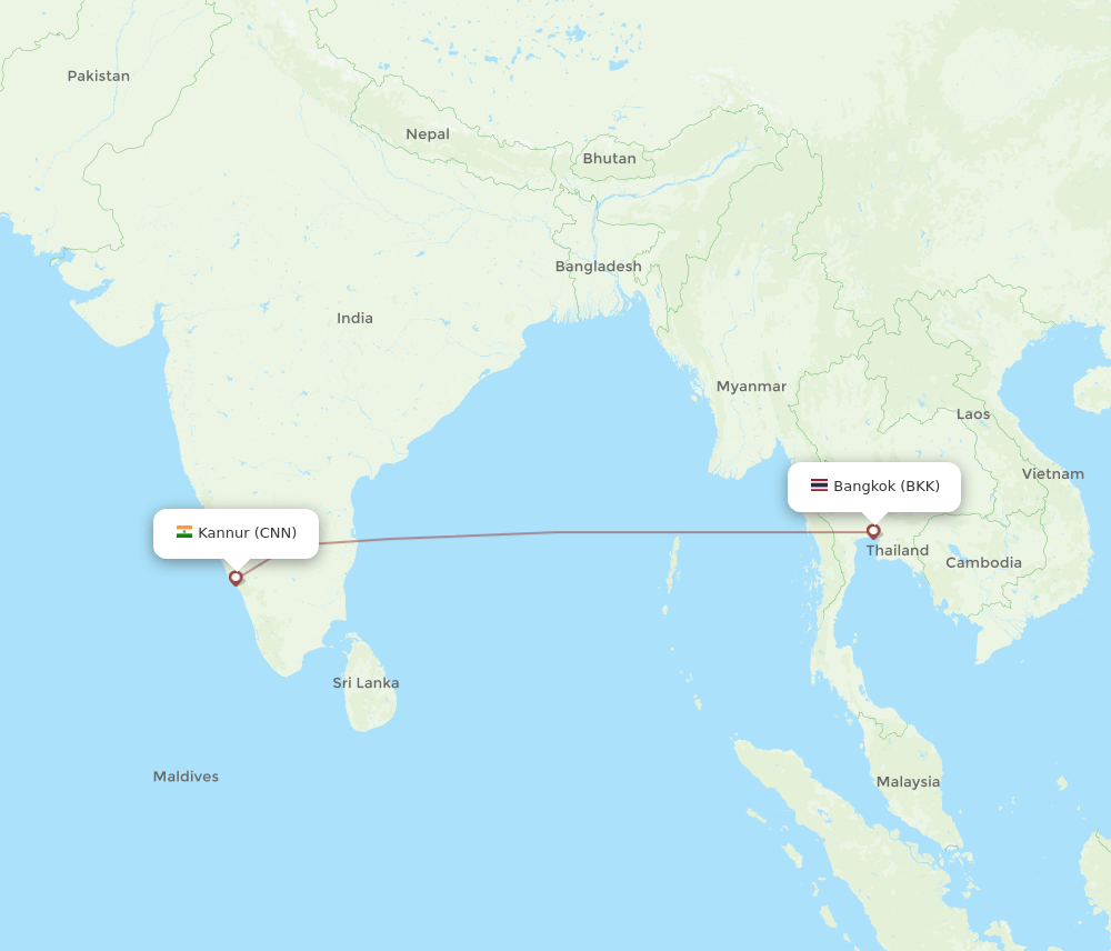 BKK to CNN flights and routes map