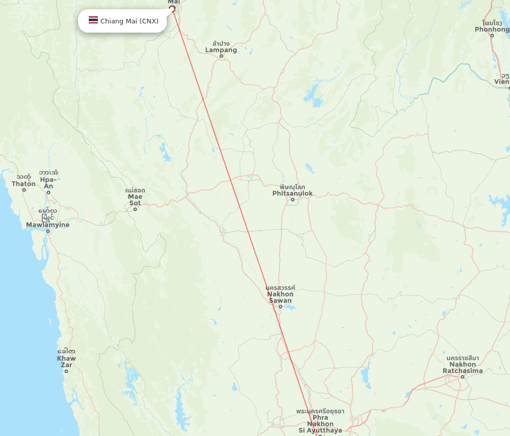 BKK to CNX flights and routes map