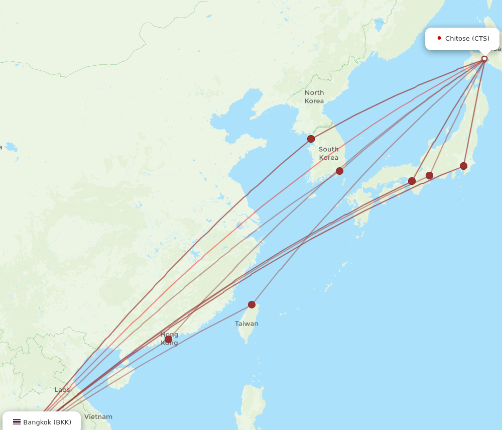 BKK to CTS flights and routes map