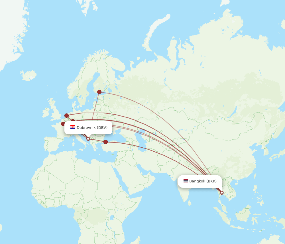 BKK-DBV flight routes