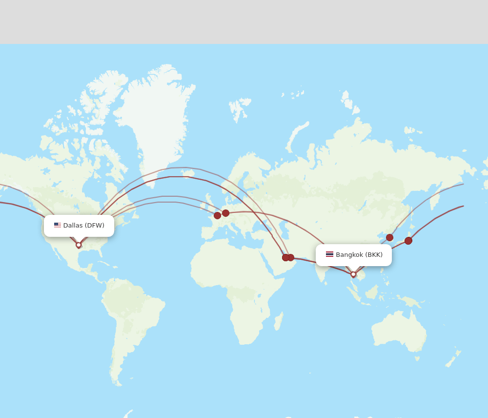 BKK to DFW flights and routes map