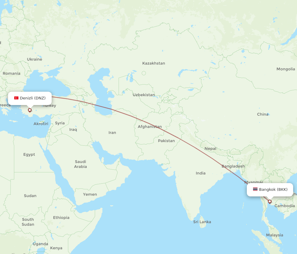 BKK-DNZ flight routes