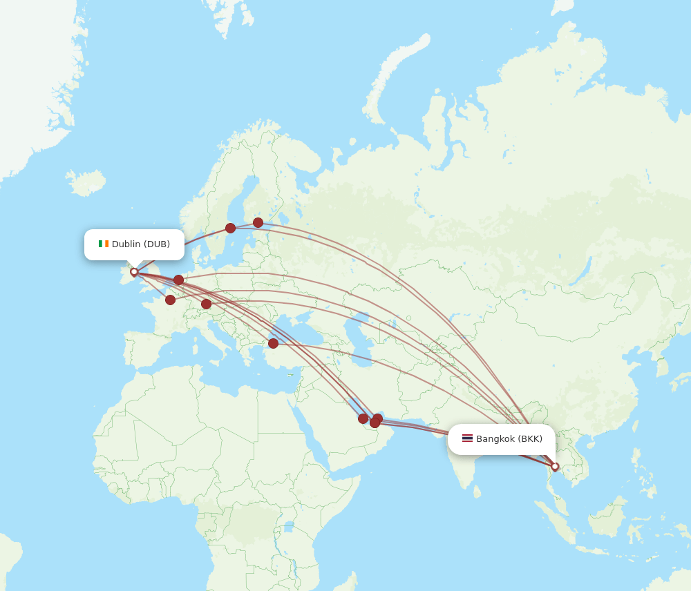 BKK-DUB flight routes