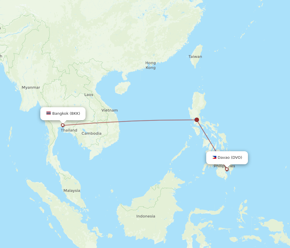 BKK to DVO flights and routes map