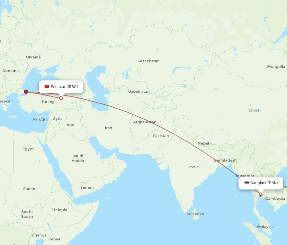 BKK-ERC flight routes