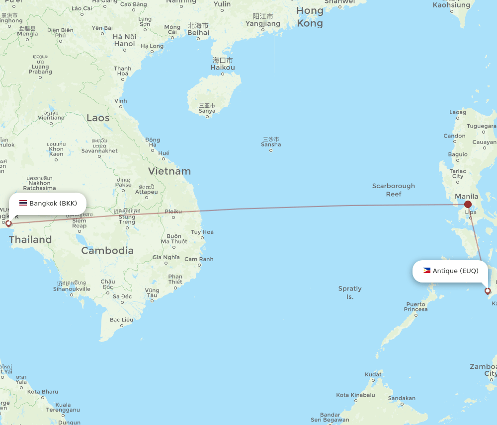 BKK-EUQ flight routes