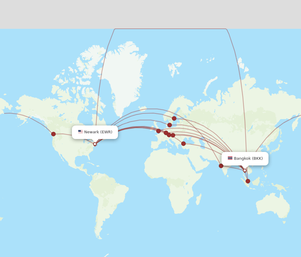BKK-EWR flight routes