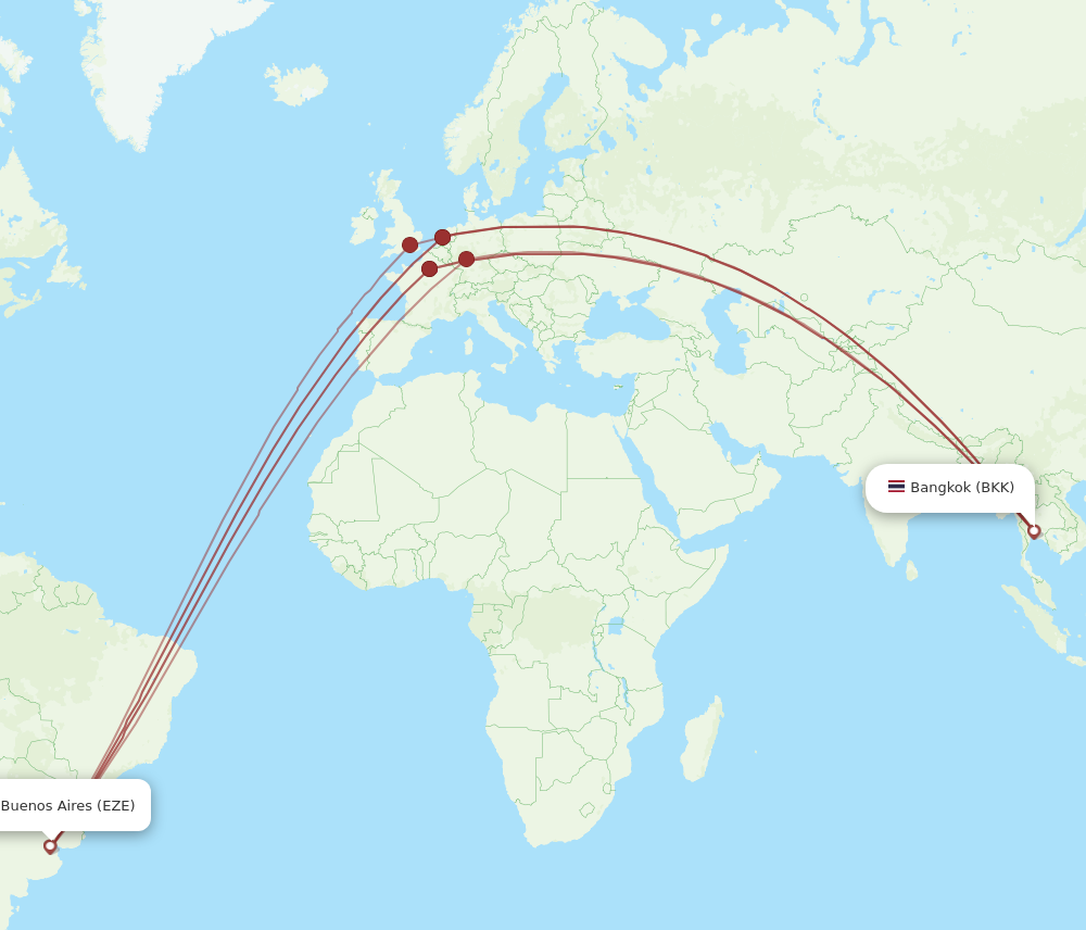 BKK to EZE flights and routes map