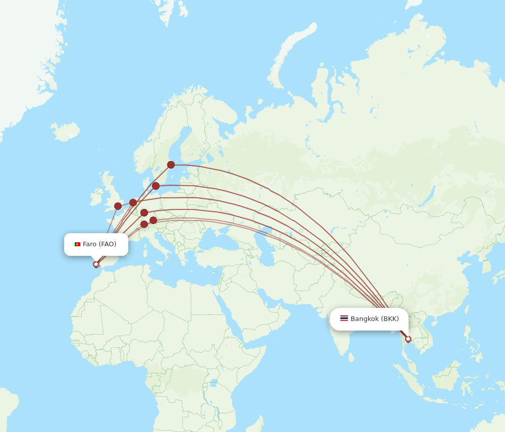 BKK-FAO flight routes