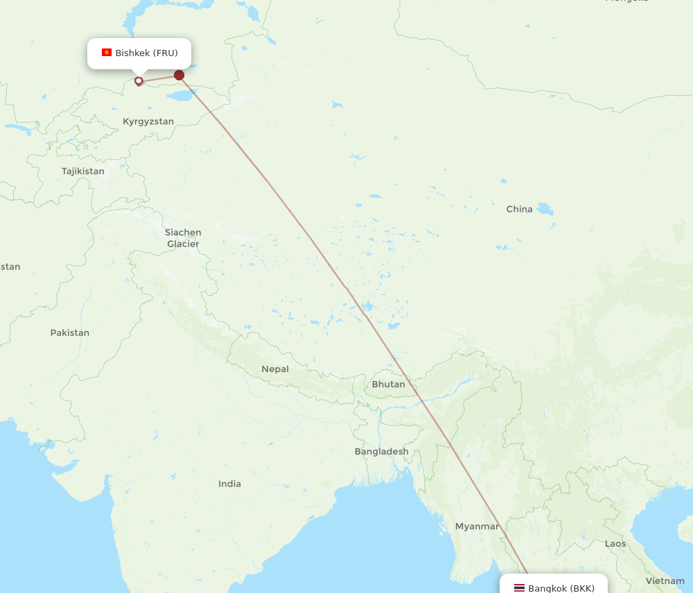 BKK to FRU flights and routes map