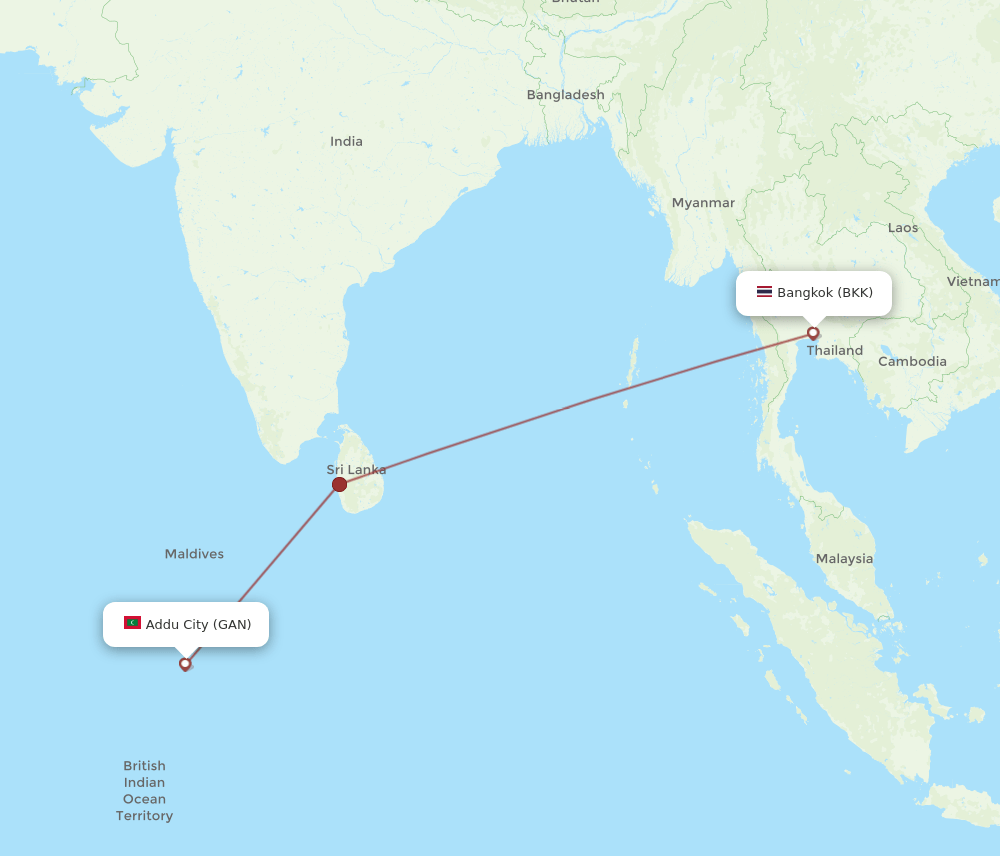 BKK-GAN flight routes