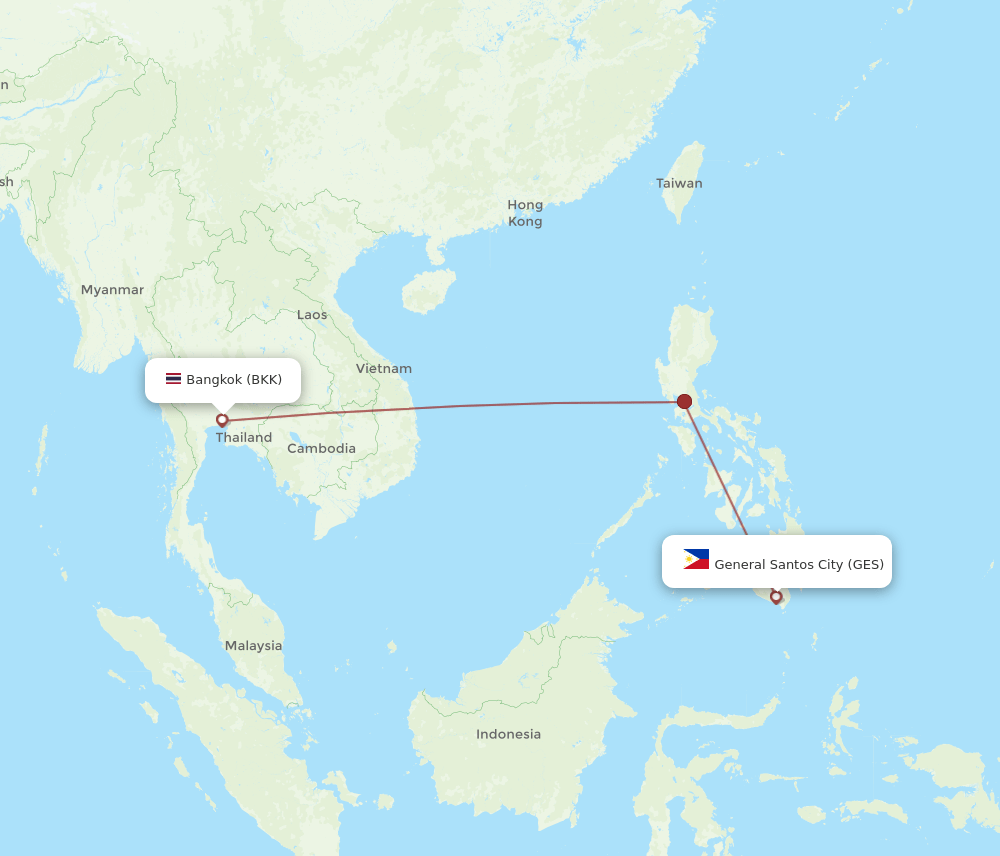 BKK-GES flight routes