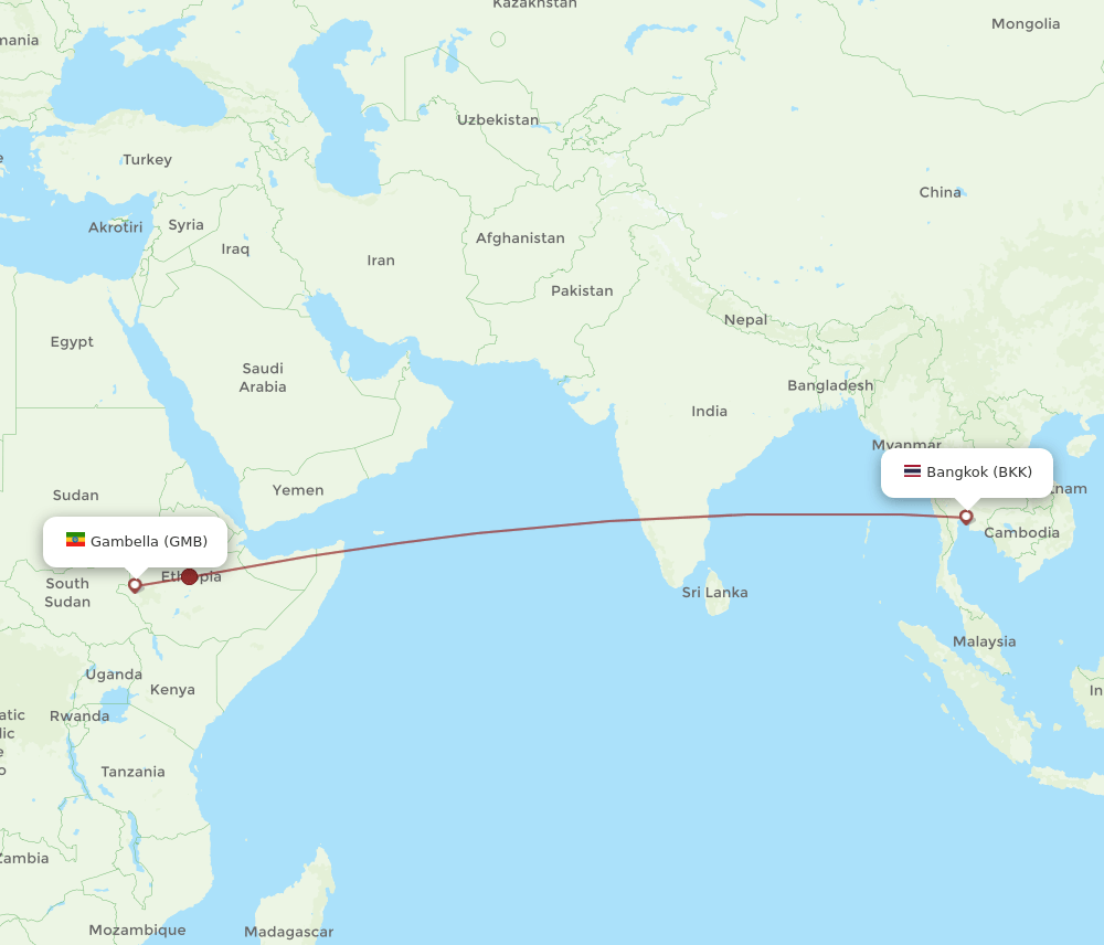 BKK-GMB flight routes