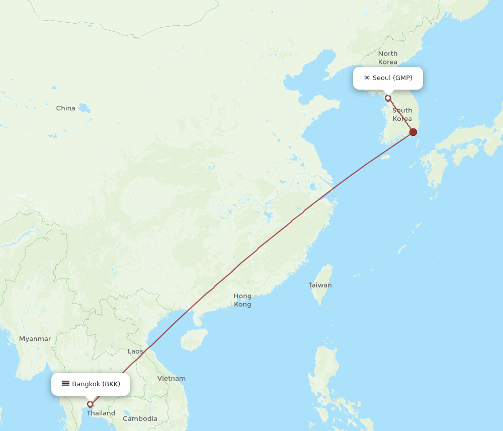 BKK to GMP flights and routes map