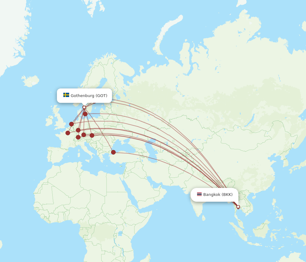 BKK-GOT flight routes