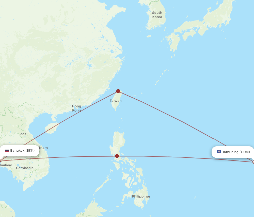 BKK-GUM flight routes