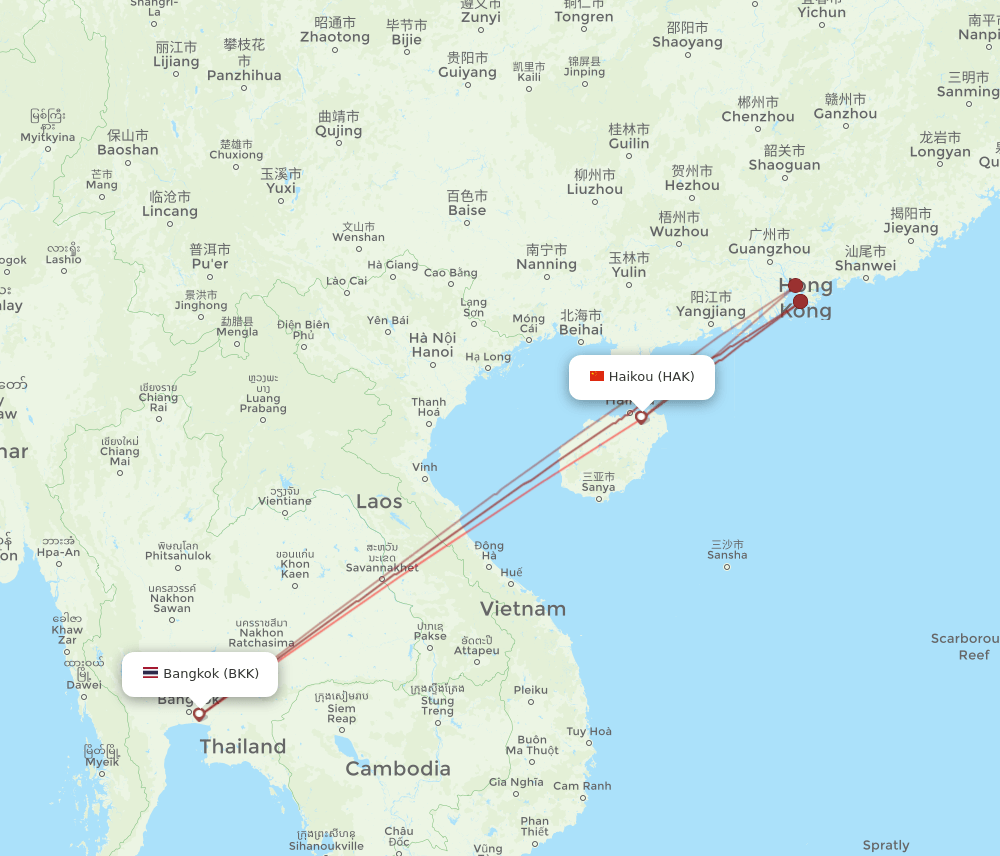 BKK-HAK flight routes