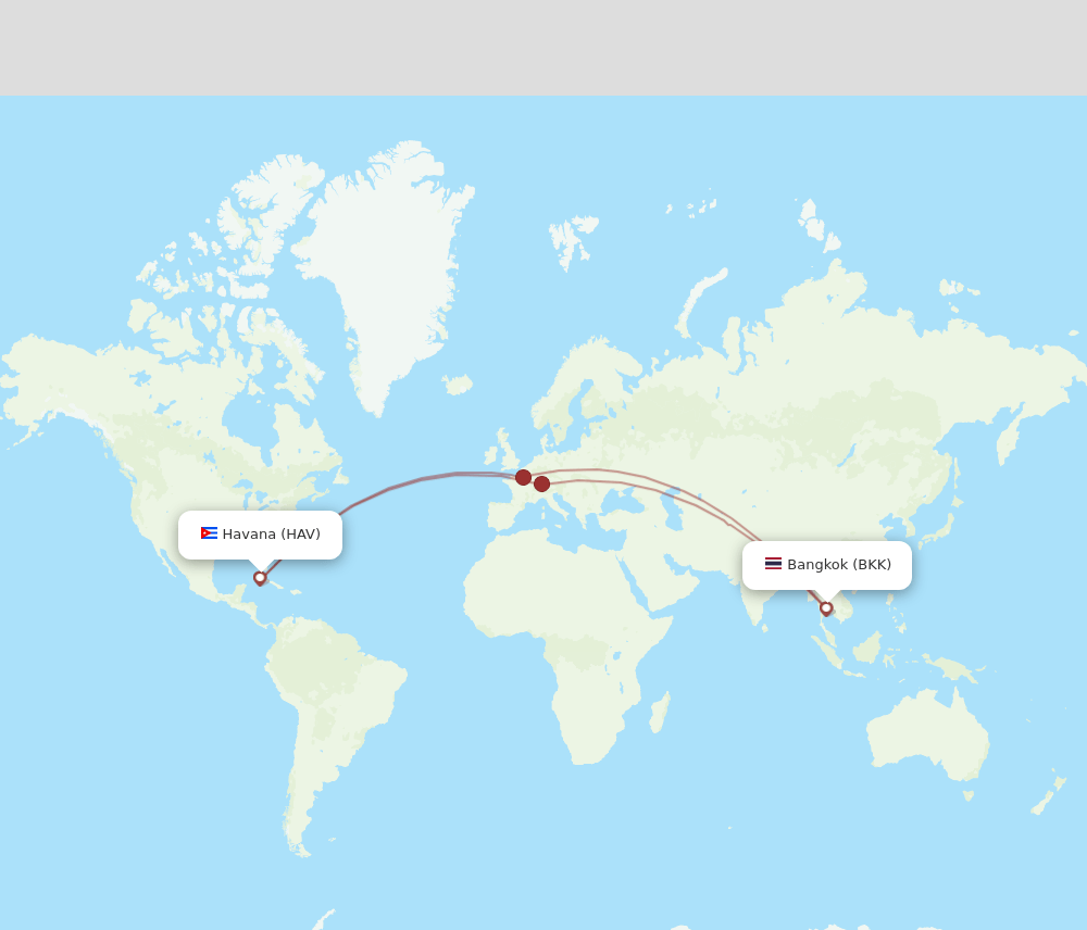 BKK-HAV flight routes